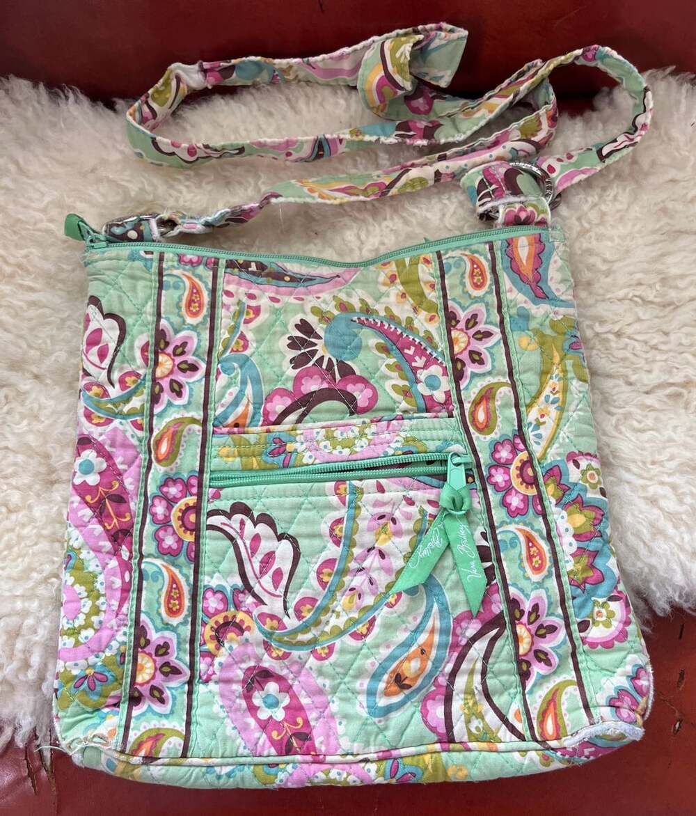 Vera Bradley Tutti Frutti Hipster Crossbody Bag Green Pink Paisley Quilted Y2K B